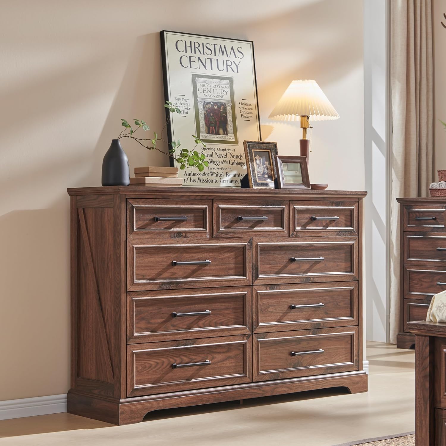 Farmhouse 9 Drawer Dresser for Bedroom with Rustic Charm