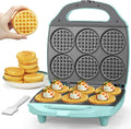 Multi Mini Waffle Maker Machine, 6 x 3ft Small Waffle Iron - Family