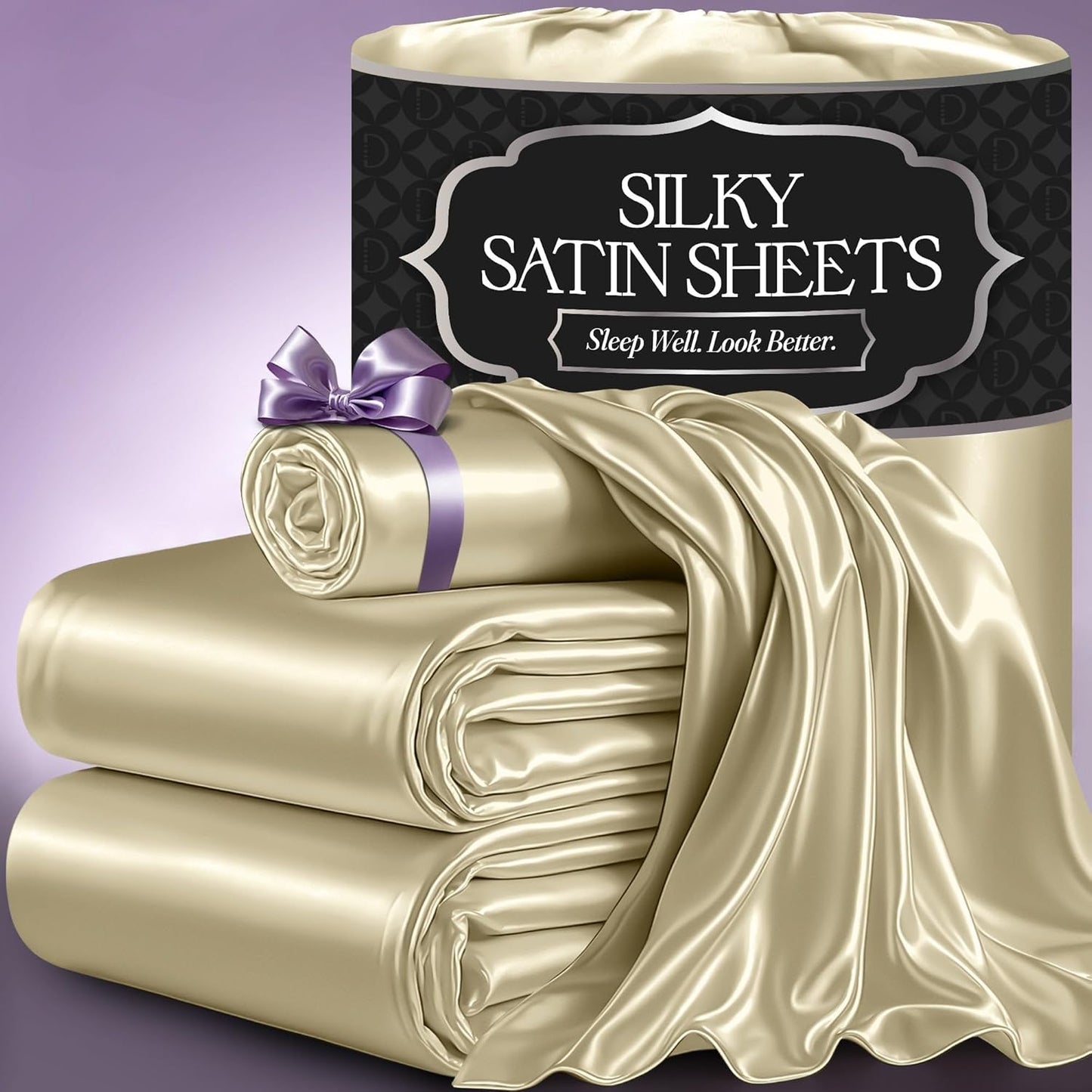 DECOLURE Satin Bed Sheets - Luxurious Twin Size Bedding Set