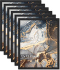 Engineered Wood 12x15 Picture Frame Set of 6 - Lightweight Black