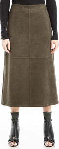 Max Studio Women's Faux Suede High Waisted A-Line Midi Skirt