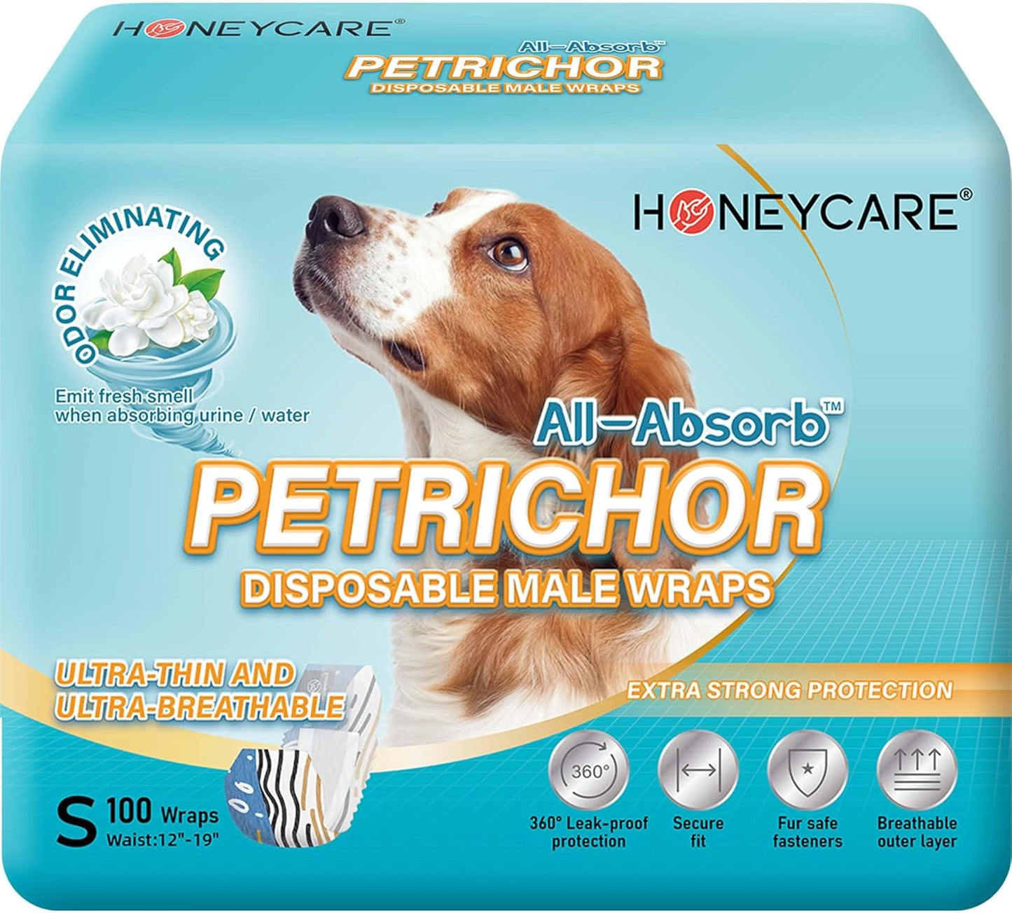 HONEY CARE All Absorb Petrichor Male Dog Wraps for Comfort