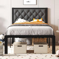 Twin Bed Frame with Headboard Linen Upholstered Platform Bed - Quiet