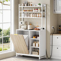 7-Tier Coffee Station with Power Outlet, Wood White