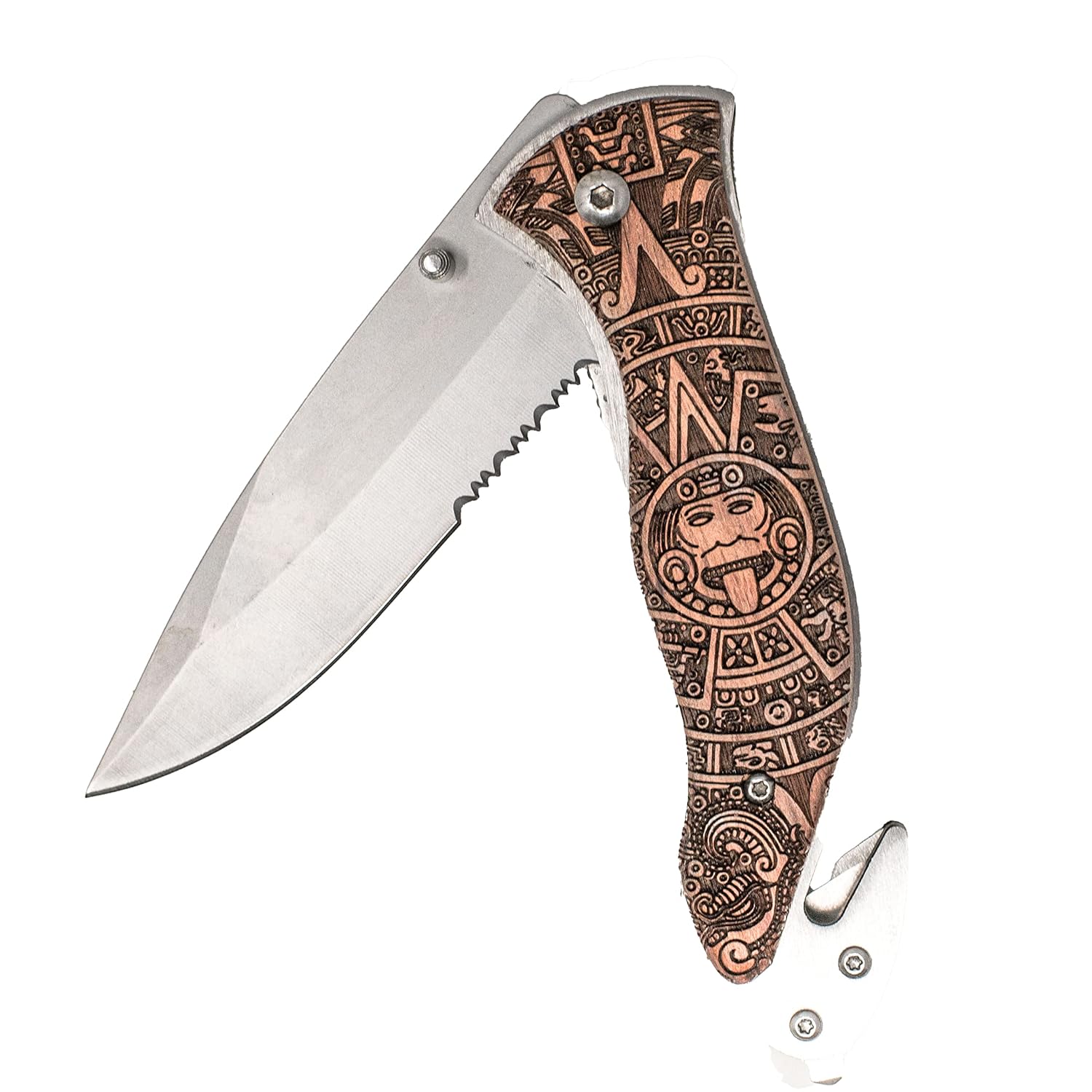 Aztec Calendar Knife with Double Sided Engraving for Everyday Use