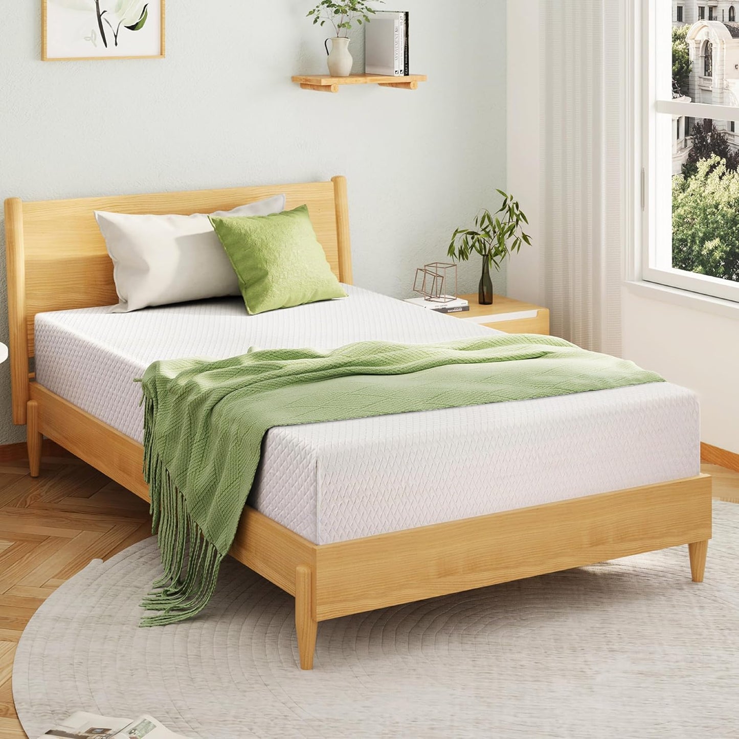 EGOHOME Twin XL Memory Foam Mattress with Cooling Green Tea Gel