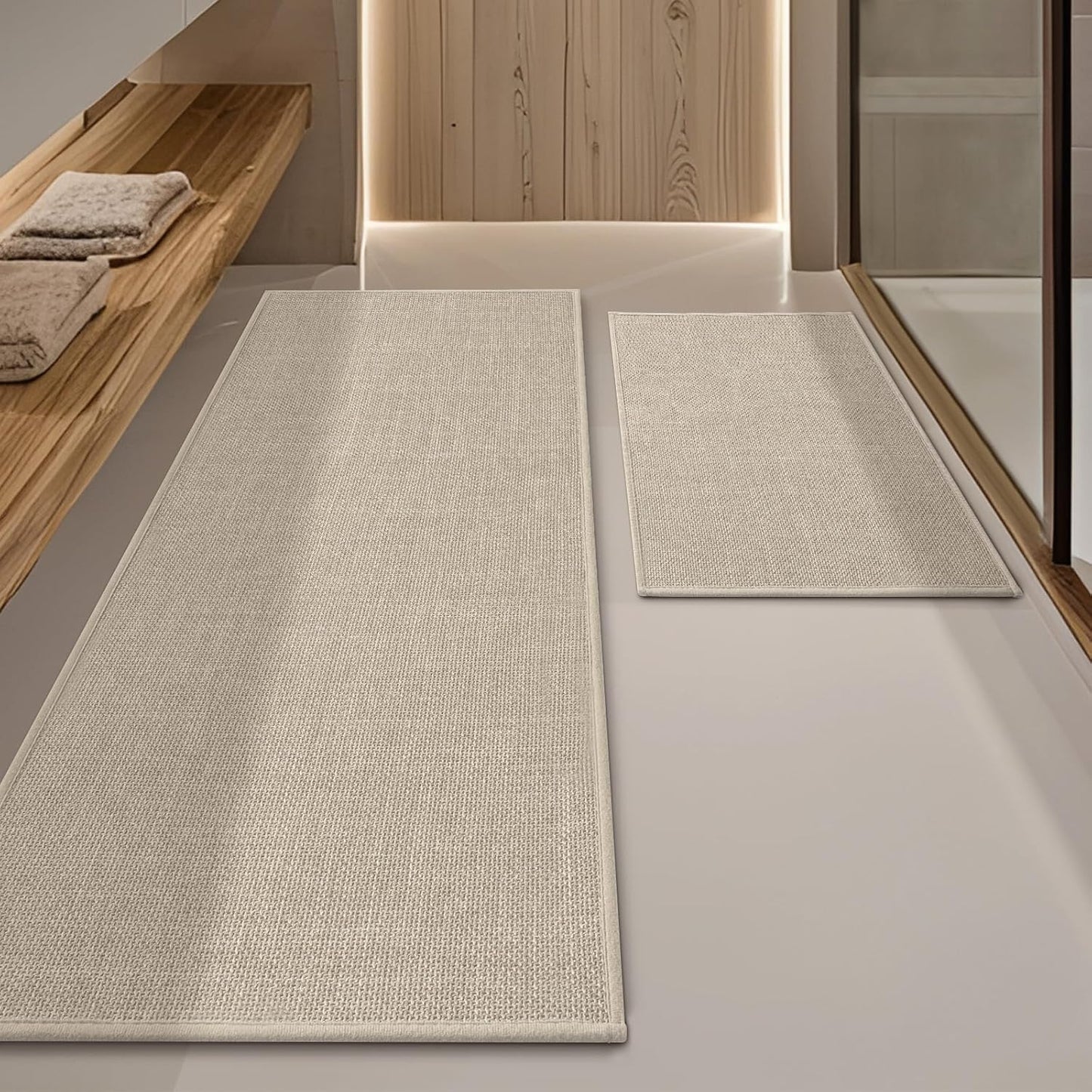YIHOUSE Beige Bathroom Rug Sets 2 Piece for Stylish Comfort
