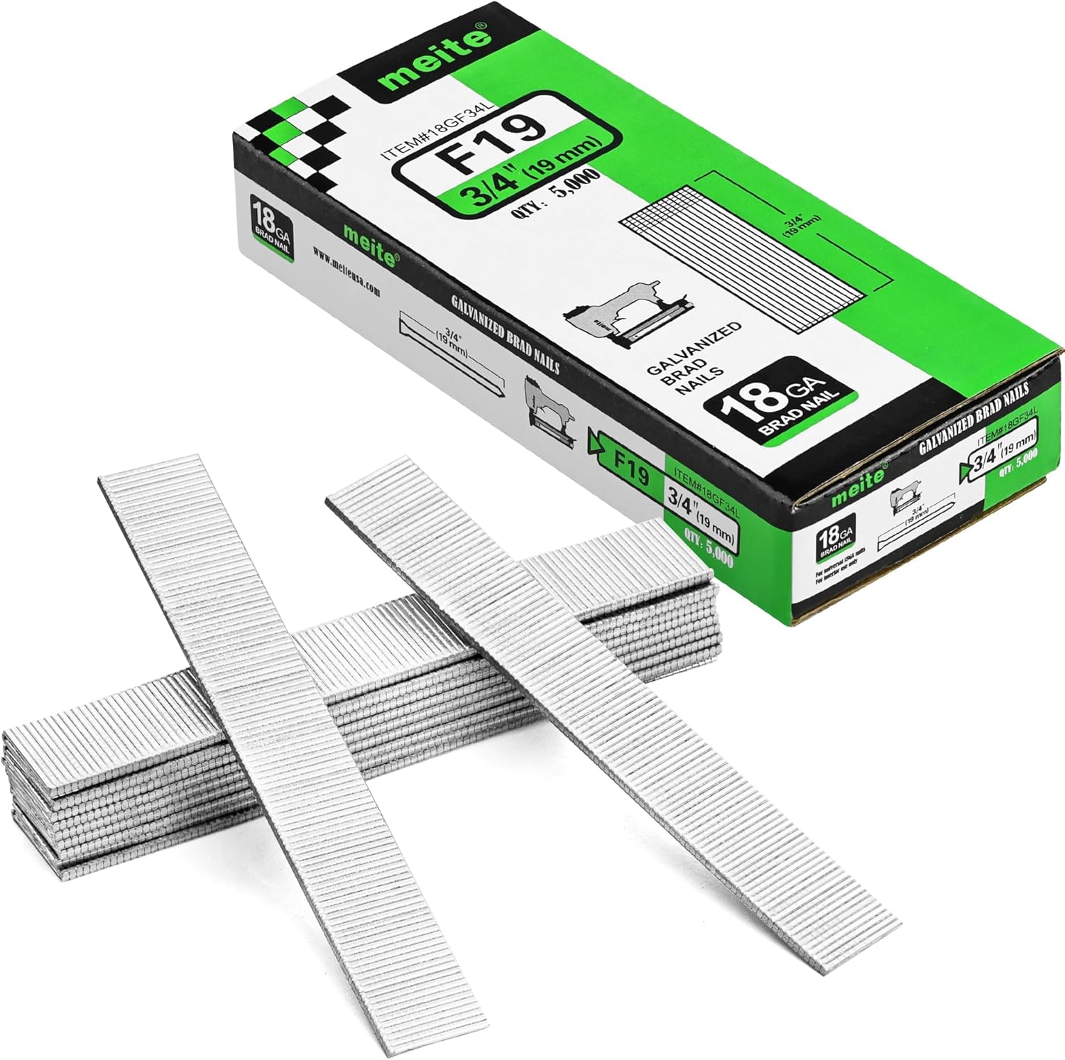 18 Gauge 3/4-Inch Galvanized Brad Nails for Nailer Guns