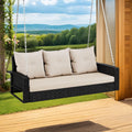 3-Seats Outdoor Hanging Porch Swing Chair - Durable 770 lb Capacity