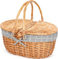 Happypicnic Wicker Picnic Basket 15.7 in Large - Classic HandWoven