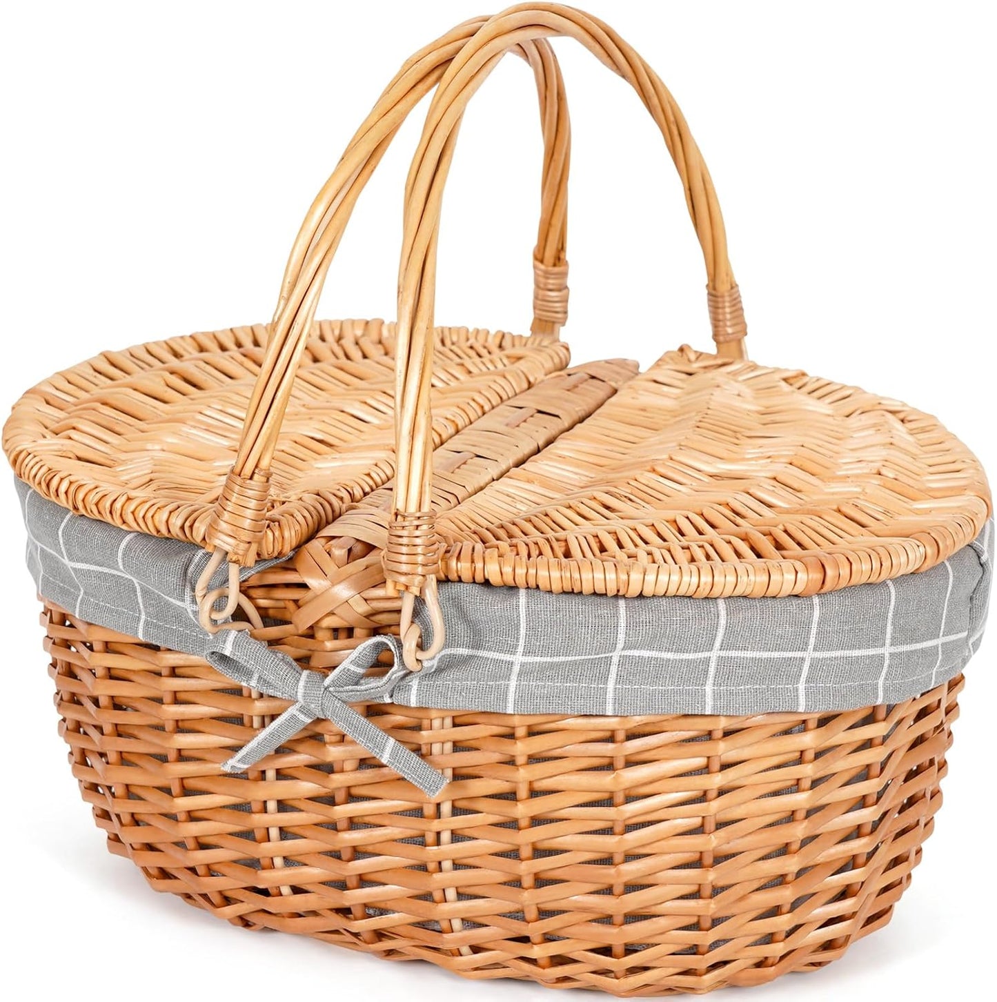 Happypicnic Wicker Picnic Basket for Outdoor Adventures