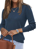 Womens Wool Blend Crew Neck Sweater - Lightweight, Soft Fit