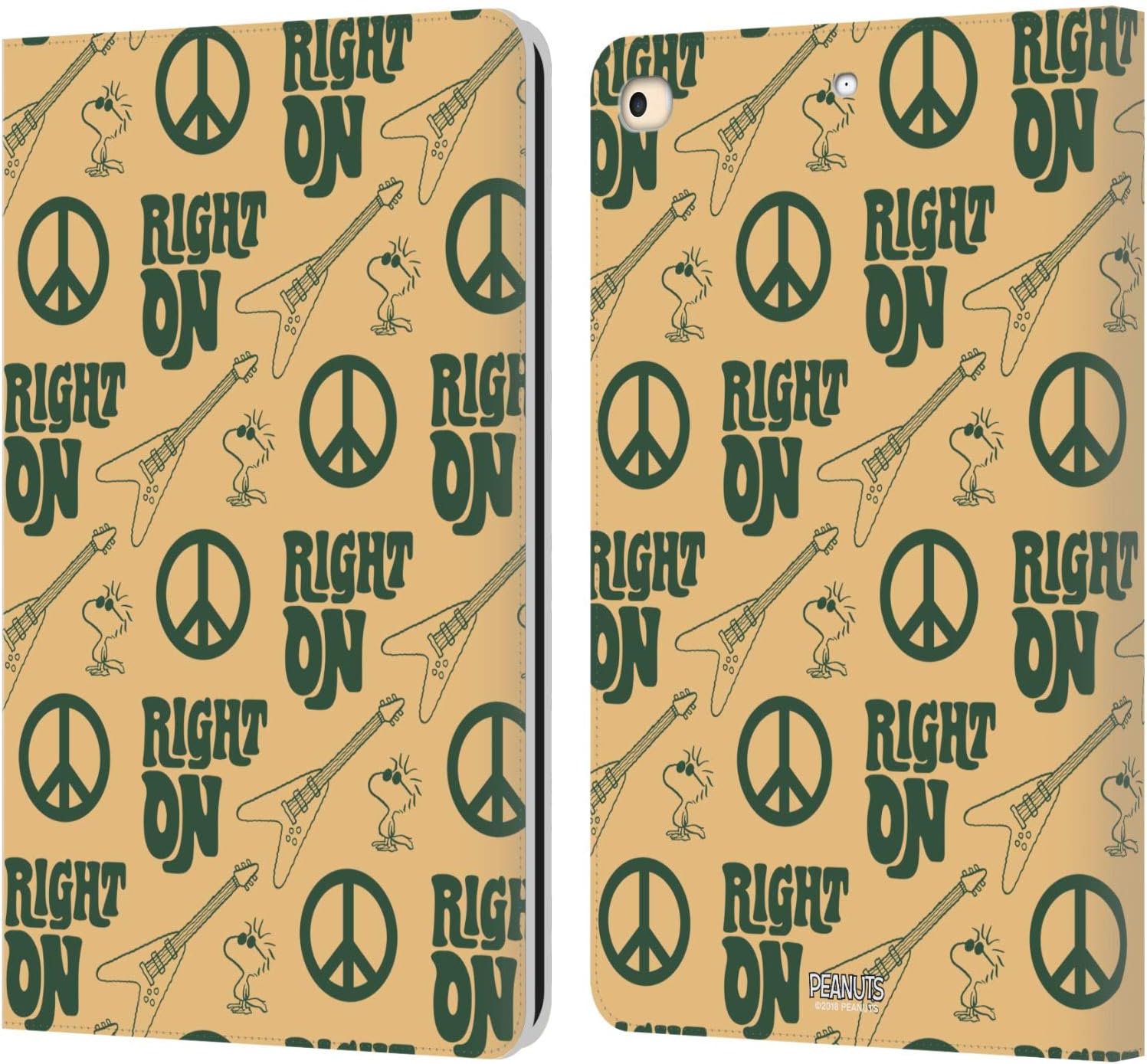 Peanuts Right On Pattern Woodstock Leather Wallet Case for iPad