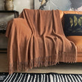 Caramel Knitted Throw Blanket 60x80 - Lightweight Bubble Texture