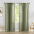 DONREN Sage Green Linen Back Tab Curtains 84 in Panels - Light