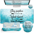 XXL Gaming Desk Mat with Wrist Support - Stay Positive!