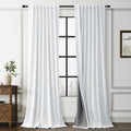 Guken White Linen Blackout Curtains 84 in 2-Panel Set - Full Blackout