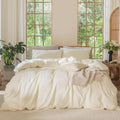 MooMee Washed Cotton Duvet Cover Set Oversized King - Soft, Linen-Look