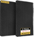 2 Pack Sound Proof Foam Panels 48x24x2 in Egg Crate - Acoustic Aid
