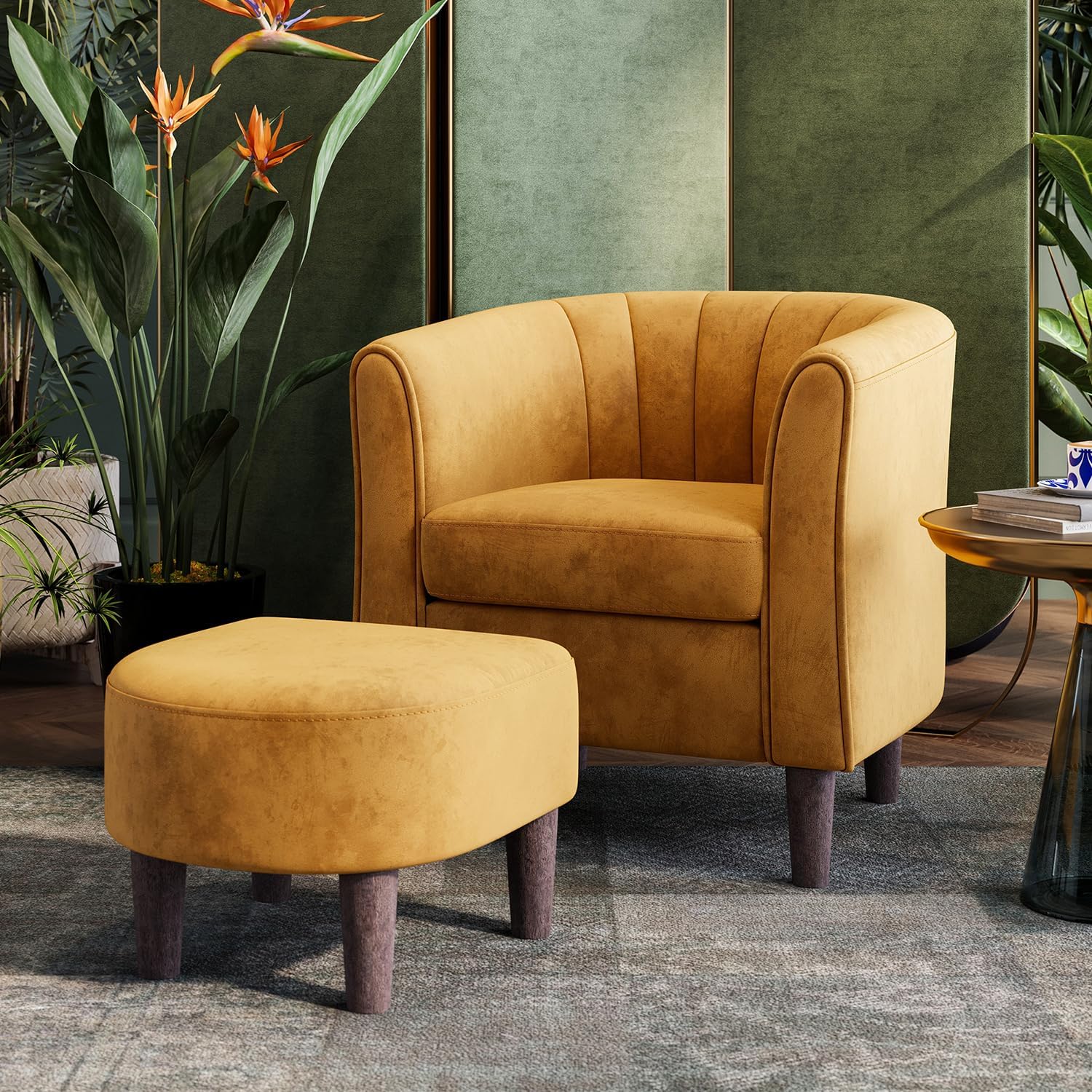 LINSY Accent Chair with Ottoman for Cozy Living Room Relaxation