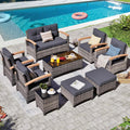 9 Pieces Outdoor Patio Furniture Set with Swivel Rockers - Comfortable