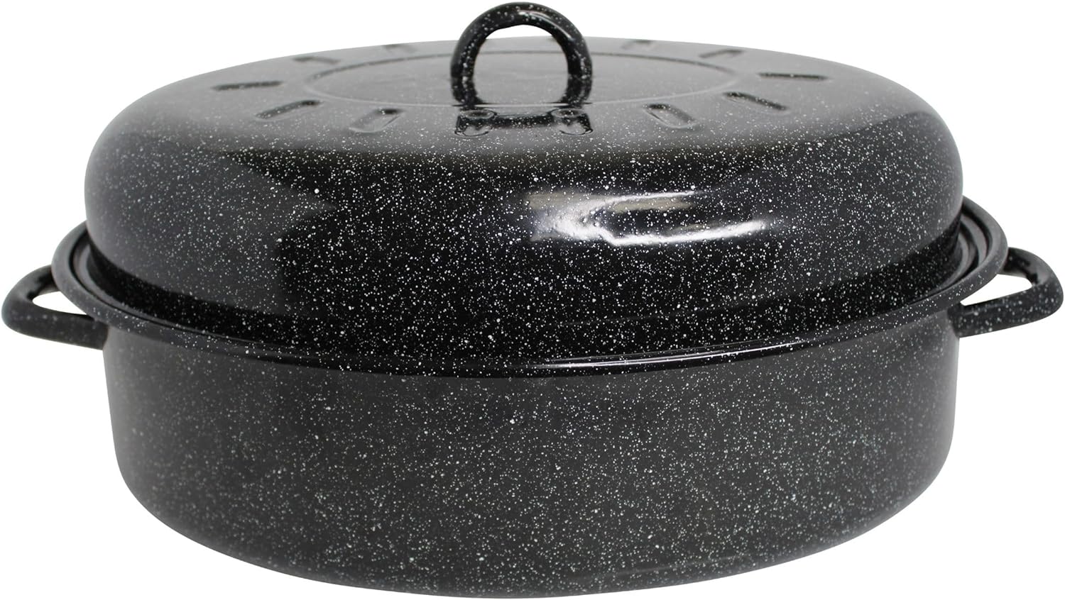 MIRRO 18in Enamel Oval Roaster with Lid for Perfect Roasting