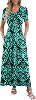 Maxi Dresses for Women Ankle Length Floral Print Beach Long Flowy belt