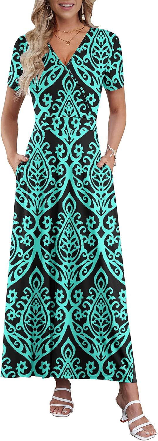 AUSELILY Maxi Dresses for Women with Pockets and Floral Print