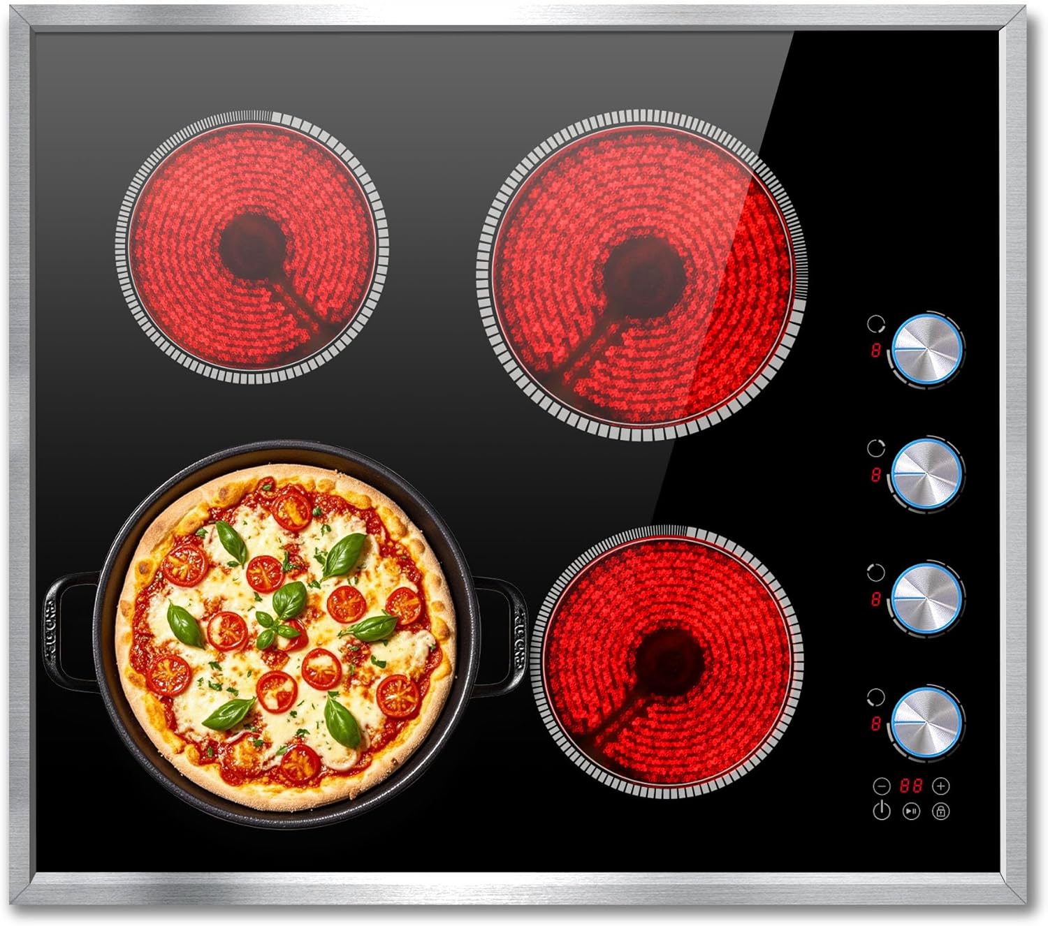 4 Burner Electric Cooktop 24 Inch Electric Stove for Modern Kitchens