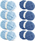 HOMBYS Chunky Chenille Yarn 8 Pack - Super Bulky Soft Plush