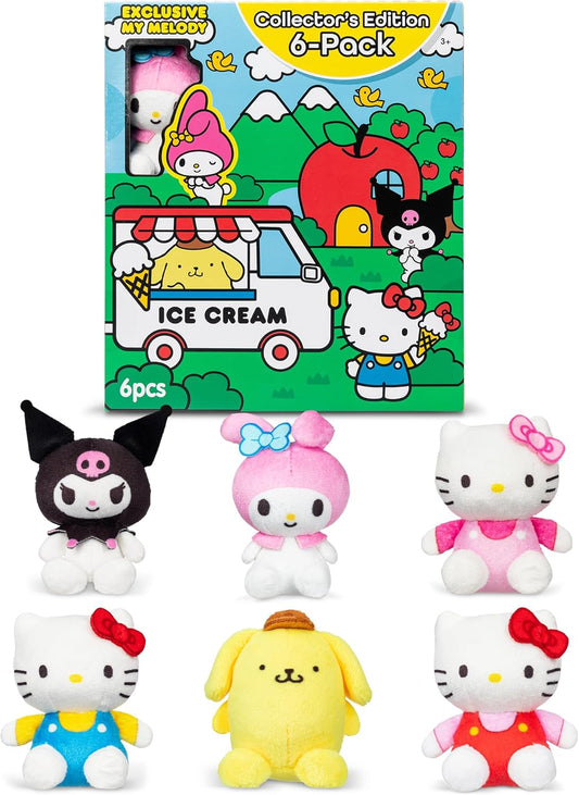 Hello Kitty 6 Pack Mini Plush Figure Set - Soft Toys for Ages 4+