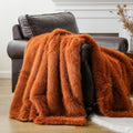 Luxury Fall Faux Fur Throw Blanket, Orange 50x60 - Soft Cozy Accent