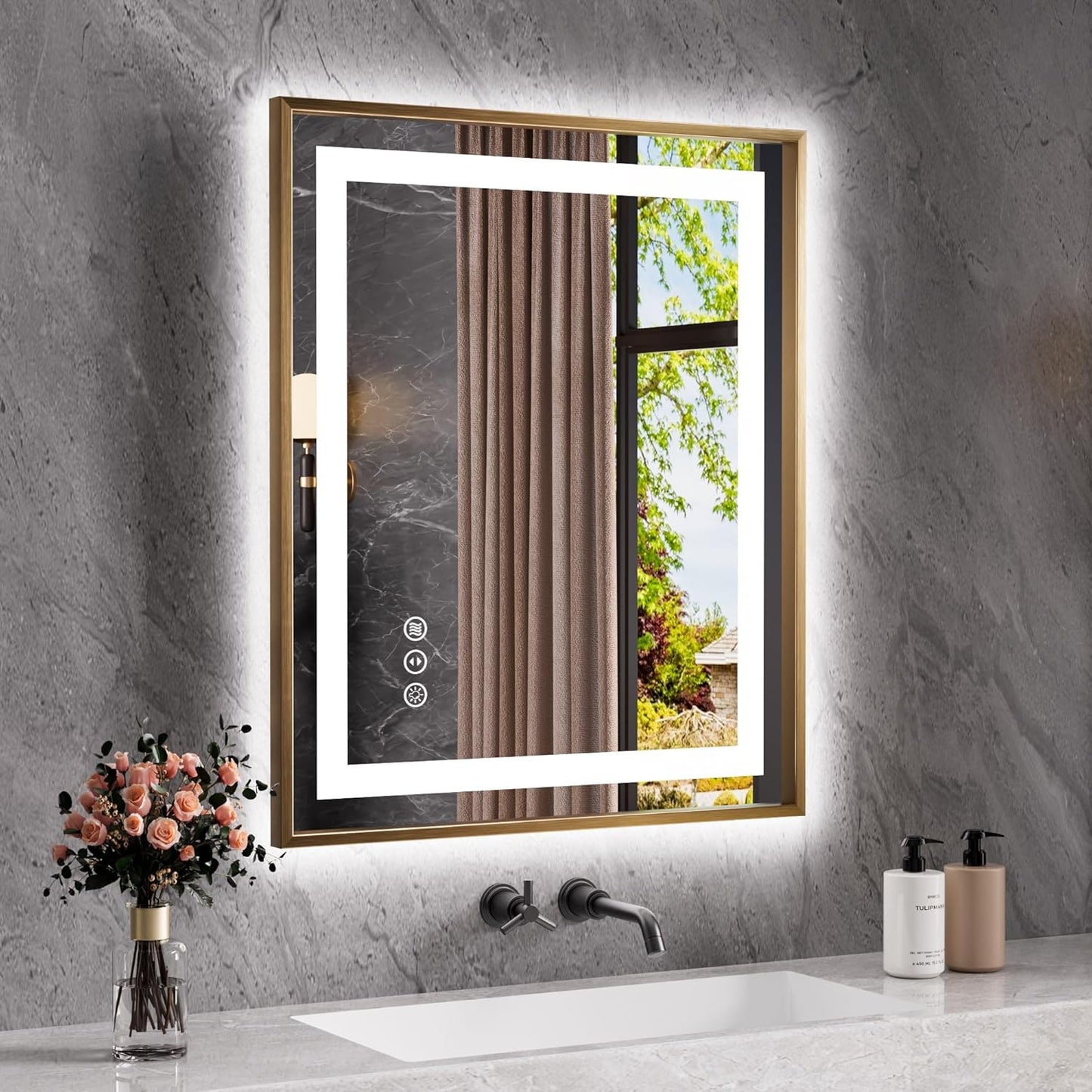 Amorho 36X30 LED Bathroom Mirror with Front Light and Backlit