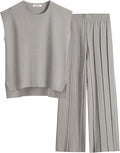 ANRABESS Women 2 Piece Lounge Set Knit Sweater Vest Pant Set - Cozy