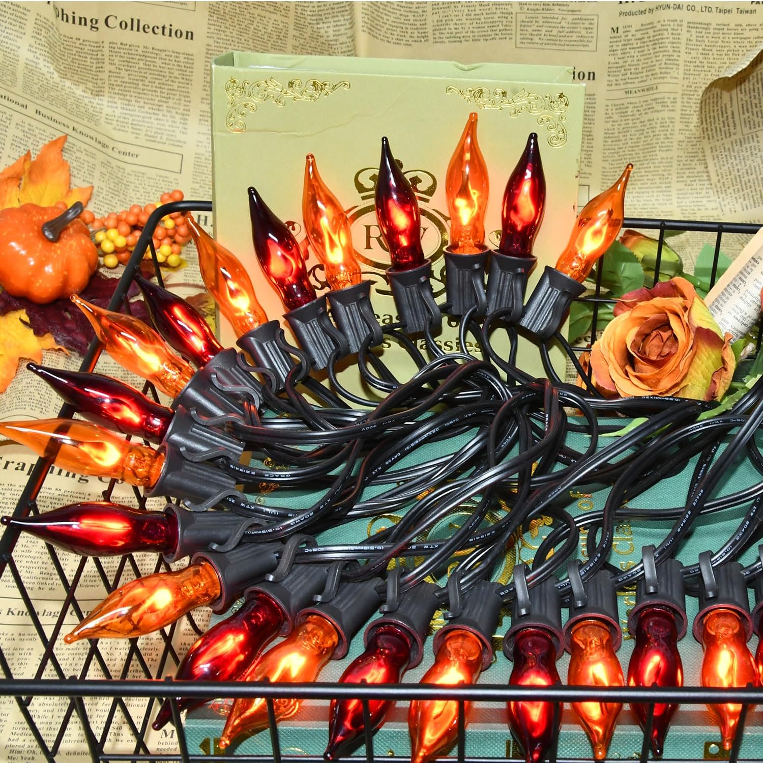 27.8Ft Halloween Lights with Flickering Flame Effect for Decor