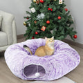 Cat Tunnel Bed for Indoor Cats - 2-in-1 Circle Peekaboo Bed and Tunnel