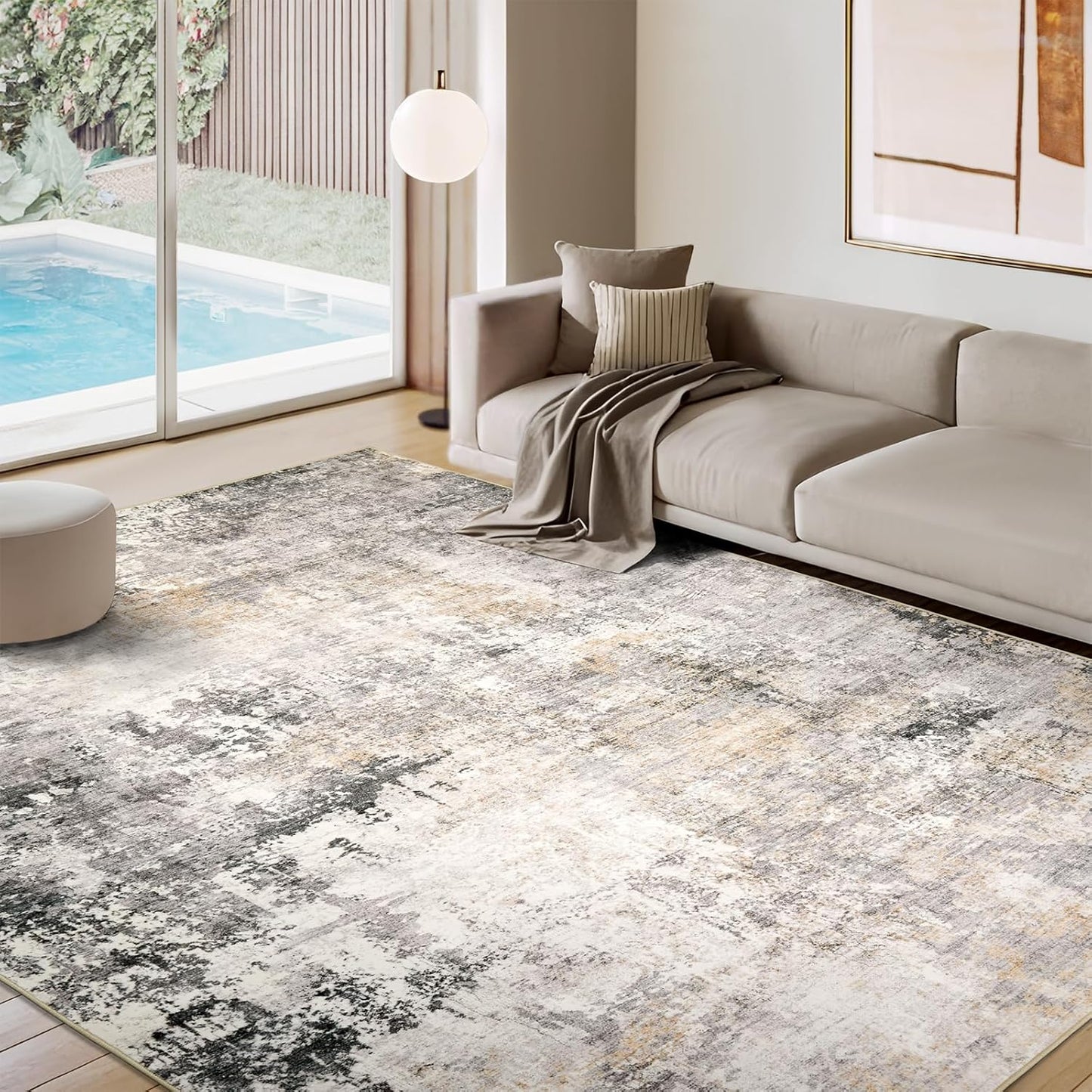 Modern Abstract Area Rug for Living Room - Soft & Washable