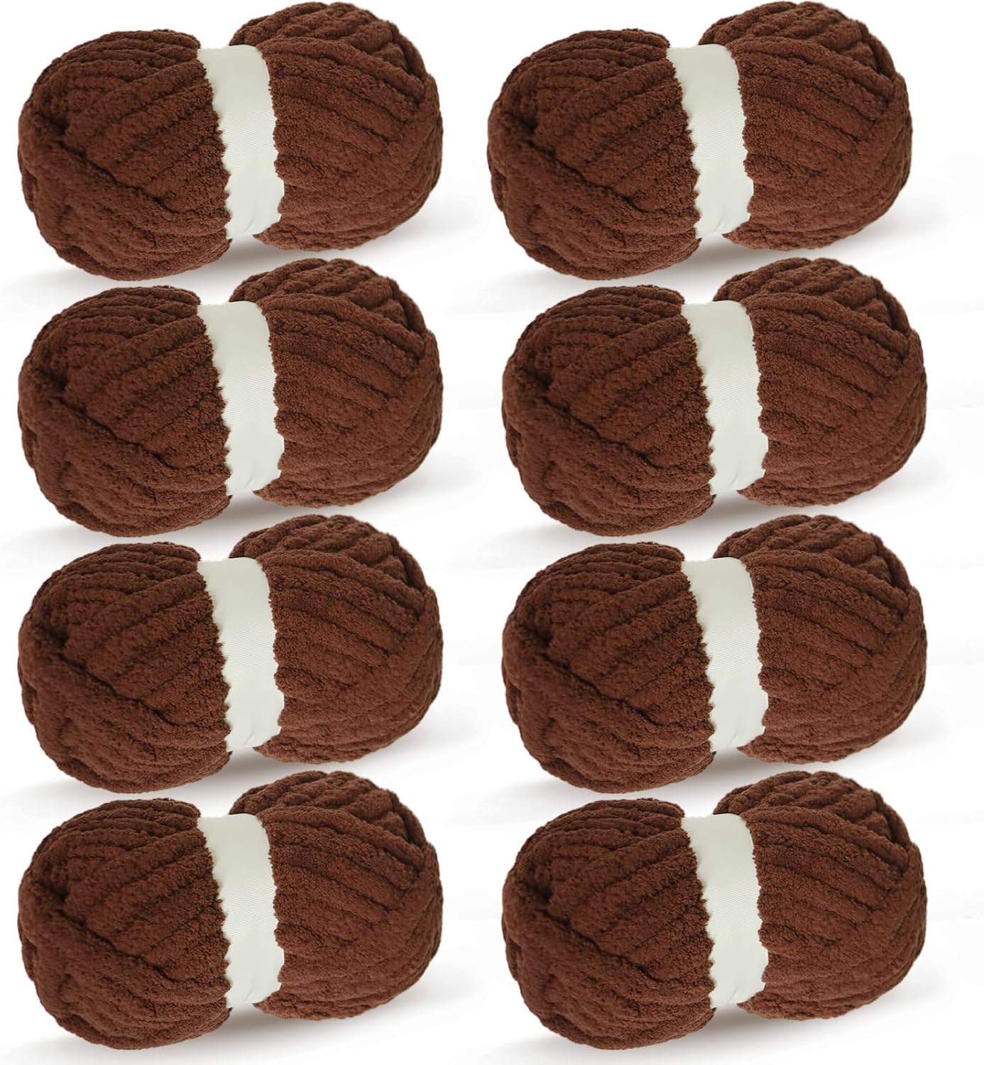 Coffee Chunky Chenille Yarn for Crocheting and Knitting Projects