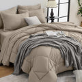 HEVUMYI Linen King Comforter Set - 7-Piece All Season Bedding