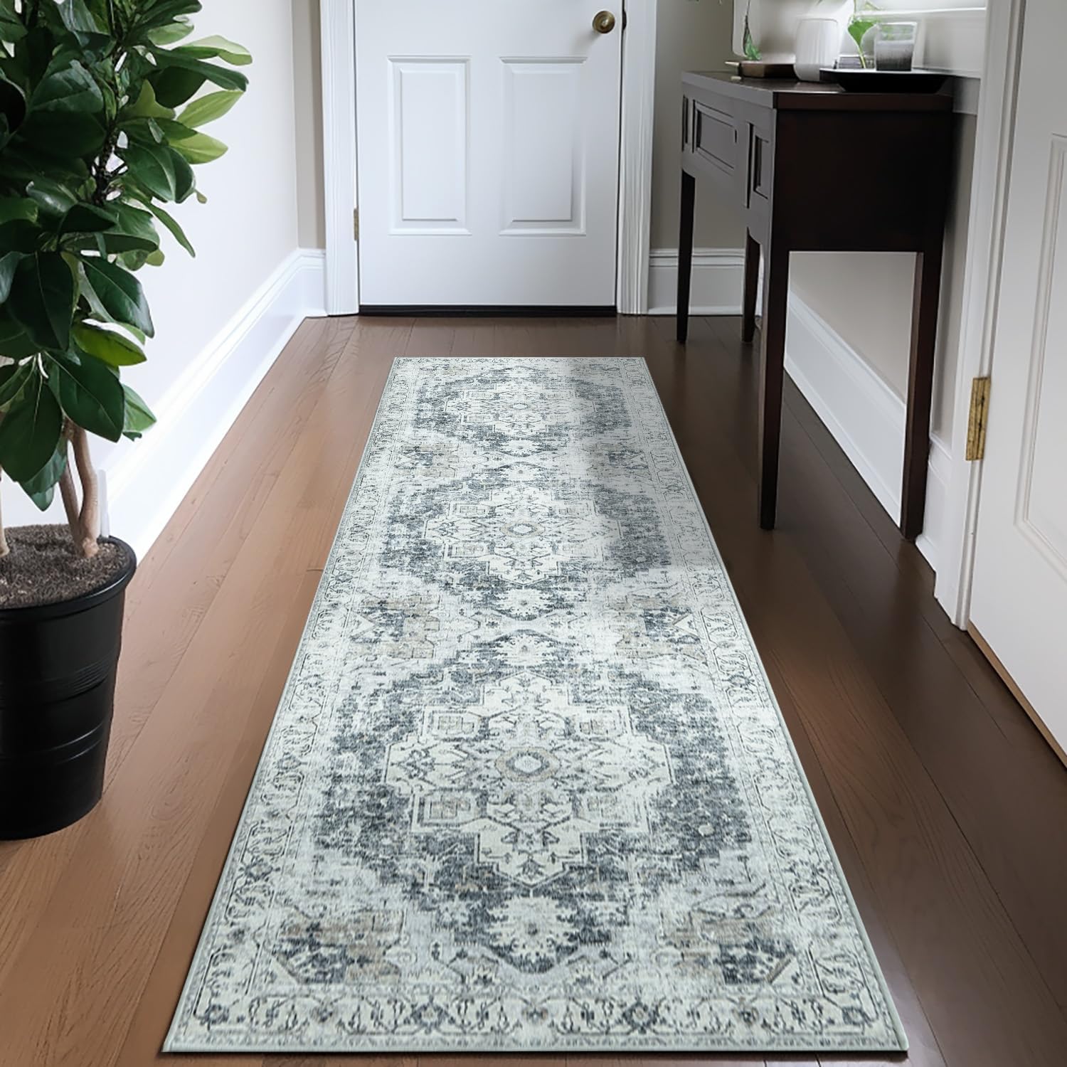 Vintage 2x7 Runner Rug for Hallway, Kitchen, and Entryway