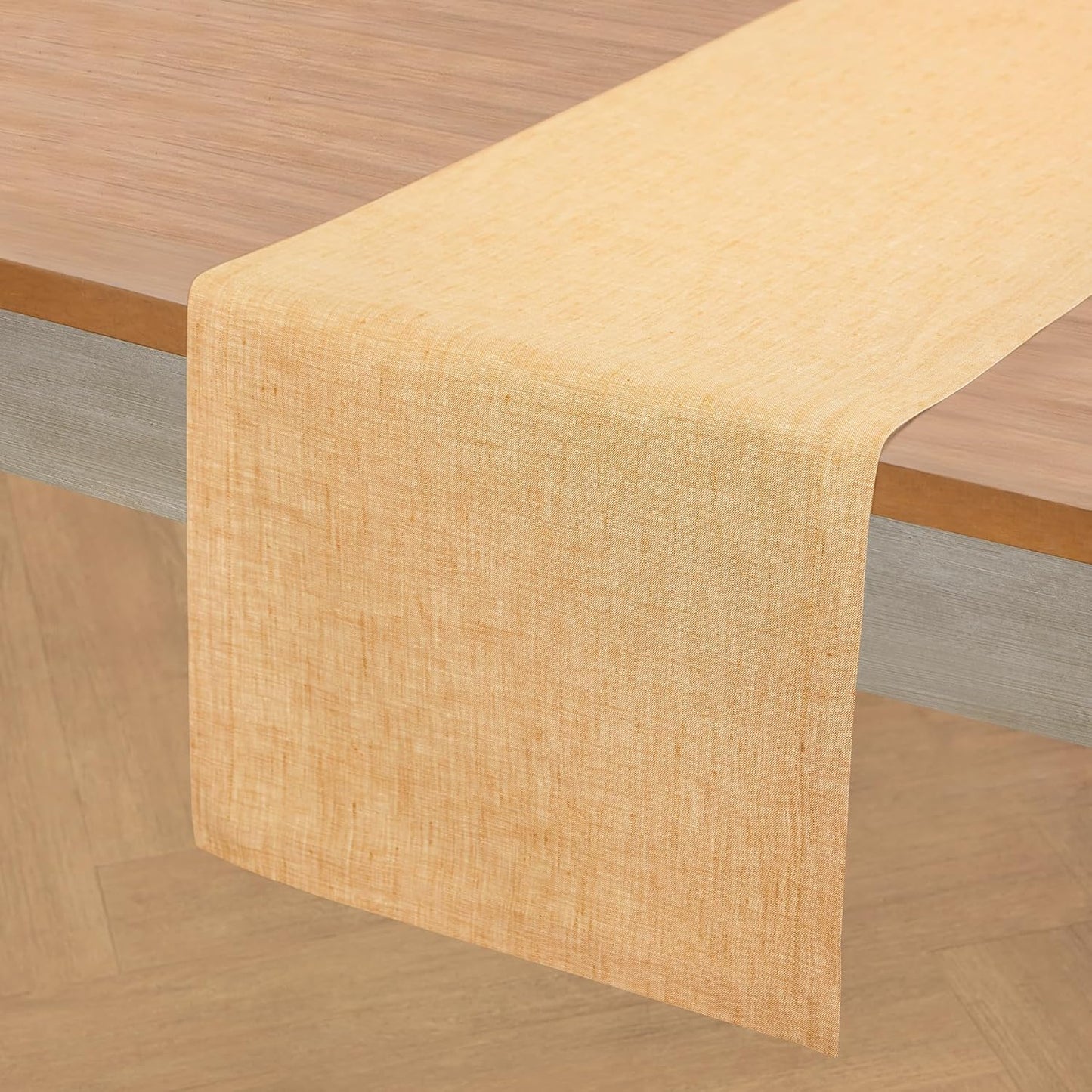 Elegant 100% Pure Linen Golden Nugget Table Runner for Dining