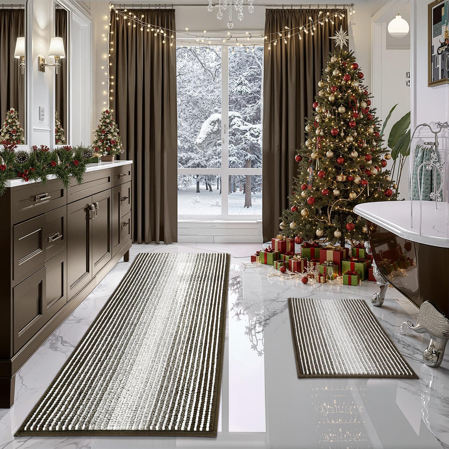 BSICPRO Bathroom Rugs and Mats Set: Soft Chenille Non-Slip Comfort
