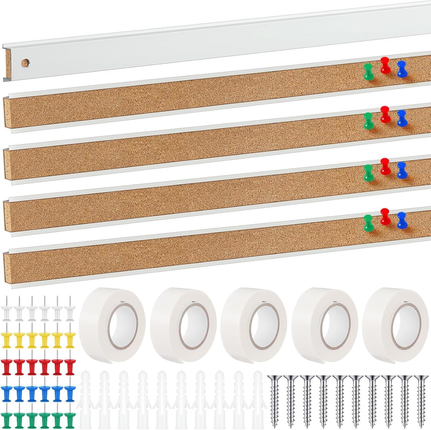 10 Pcs 48in x 1in Cork Strips for Bulletin Boards and Decor