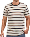 VEIISAR Men's Crewneck Striped T-Shirt - Soft Elastic Cotton Tee chart