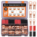 116pcs Battery Cable Ends Kit with Heat Shrink - Heavy Duty Lugs