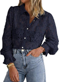 Long Sleeve Lace Blouse for Women - Dressy See-Through Top Women's