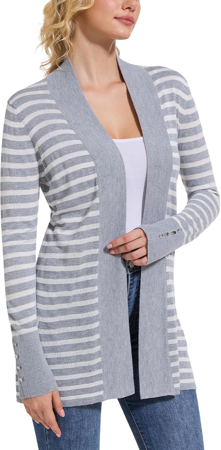 Stylish Long Sleeve Open Front Knit Cardigan for Women