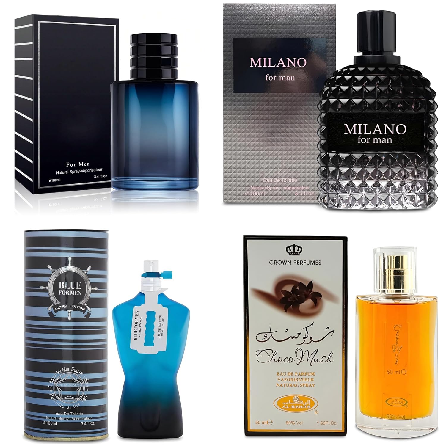 AFLUXE 4-Piece Cologne Set for Men with Sensual Scents