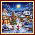 Artvxeay Stamped Cross Stitch Kit Christmas Snow Scenery - 18x18 in