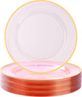 12 Inch Disposable Charger Plates 50 Pack Clear Pink with Gold Rim